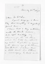 3 pages written 21 Jan 1870 by Henry Tacy Clarke to Sir Donald McLean, from Inward letters - Henry Tacy Clarke