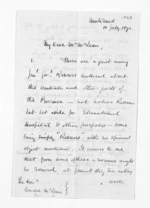 4 pages written 11 Jul 1871 by Charles Heaphy in Auckland City to Sir Donald McLean, from Inward letters -  Charles Heaphy