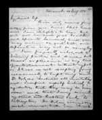 8 pages written 26 Jul 1852 by Sir Donald McLean in Taranaki Region to Susan Douglas McLean, from Inward family correspondence - Susan McLean (wife)
