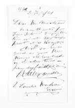 1 page written 20 Feb 1861 by Sir James Edward Alexander to Sir Donald McLean, from Inward letters - Sir J E Alexander