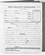 3 pages written 1 Jun 1876 by Sir Donald McLean in Auckland Region, from Native Minister and Minister of Colonial Defence - Outward telegrams