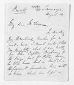 3 pages written 31 Aug 1869 by Philip Harington in Tauranga to Sir Donald McLean, from Inward letters - Philip Harington