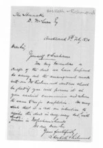 1 page written 8 Feb 1870 by an unknown author in Auckland City to Sir Donald McLean, from Inward letters - Surnames, Her - Hes