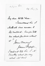 1 page written 28 Aug 1874 by Sir James Fergusson to Sir Donald McLean, from Inward letters - Sir James Fergusson (Governor)