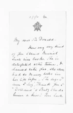 2 pages written by Sir James Fergusson to Sir Donald McLean, from Inward letters - Sir James Fergusson (Governor)