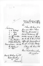 1 page written 29 Mar 1859 by Thomas Smith in Auckland City to Sir Donald McLean in Taranaki Region, from Secretary, Native Department - Administration of native affairs