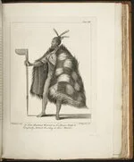 A New Zealand warrior in his proper dress, & completely armed, according to their manner'. ...
