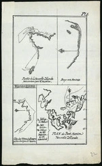 [Creator unknown] :Plan du Port Marion Nouvelle Zelande [ms map]; Plan des Terres d'ecouvertes par Mr. de Surville qu'il a nomme Cote des Assacides [ms map]. [Two ink sketches, probably preparatory to engravings published in Julien-Marie Crozet's "Nouveau voyage a la Mer du Sud commence sous les ordres  de M Marion". (Paris, 1783)].