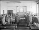 Unidentified New Zealand World War I soldiers in a classroom, Mulheim, Germany