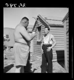 Maori guard and prisoner at the Japanese prisoner of war camp near Featherston