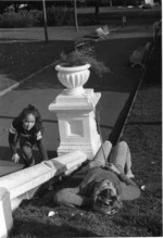 Albert park, young man with palmfront and girl 1973.tif