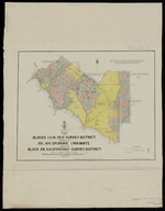 Plan of blocks I, II & III, Oeo survey district, and parts of XIII & XIV, Opunake, I, Waimate, and parts of block XIII, Kaupokonui survey district