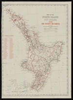 Map of the North Island, New Zealand, showing land districts and counties. Acc. 57243 ; Map of the Middle Island, New Zealand, showing land districts and counties. Acc. 57244. With  colour table