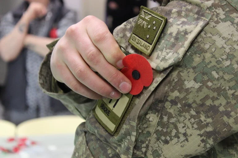Image: ANZAC poppy on NZDF personnel, Ben Armstrong