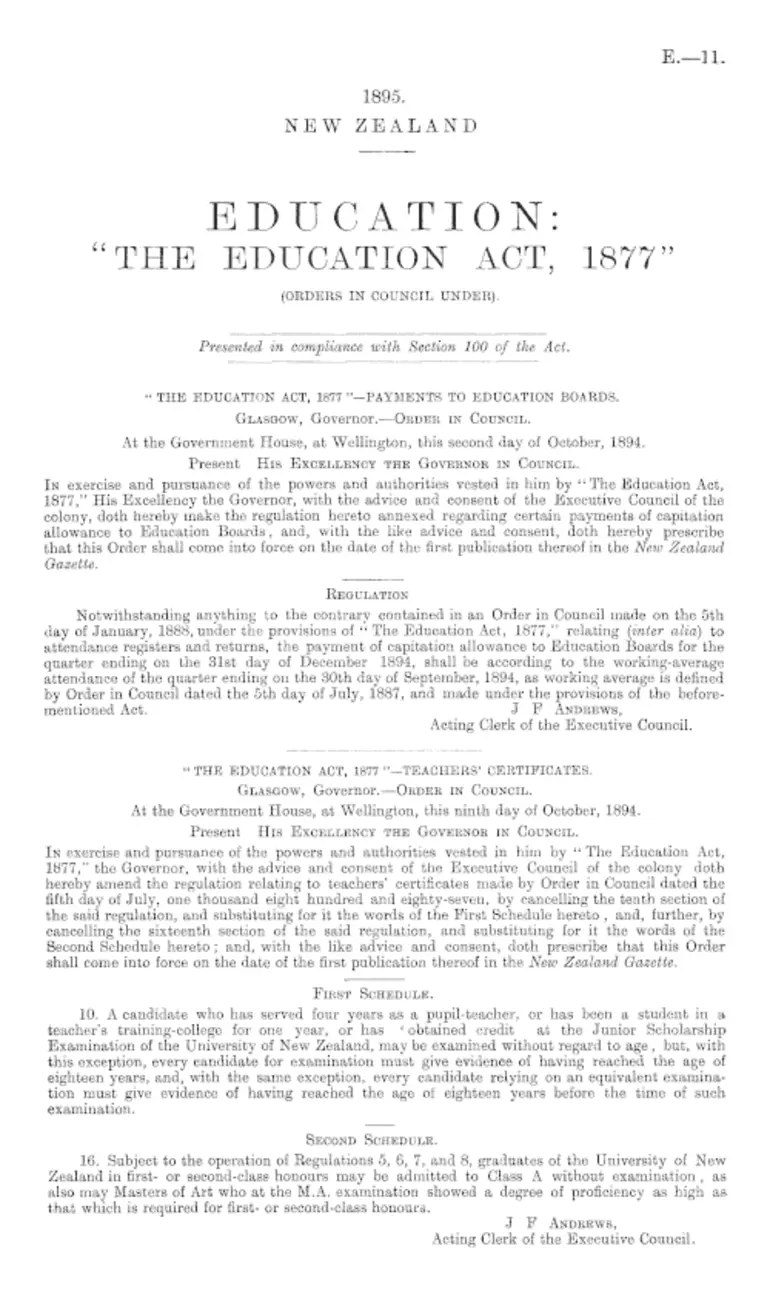 Image: EDUCATION: "THE EDUCATION ACT, 1877" (ORDERS IN COUNCIL UNDER).