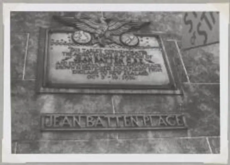 Image: Jean Batten Commemorative Tablet, Auckland, New Zealand, October 1953 / M. Breckenridge