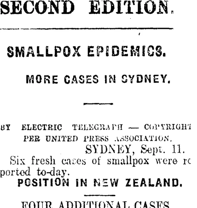 Image: SECOND EDITION. SMALLPOX EPIDEMICS. (Mataura Ensign 12-9-1913)