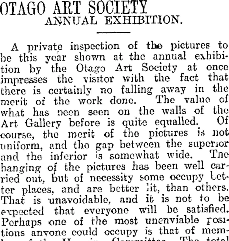 Image: OTAGO ART SOCIETY (Otago Daily Times 13-11-1916)