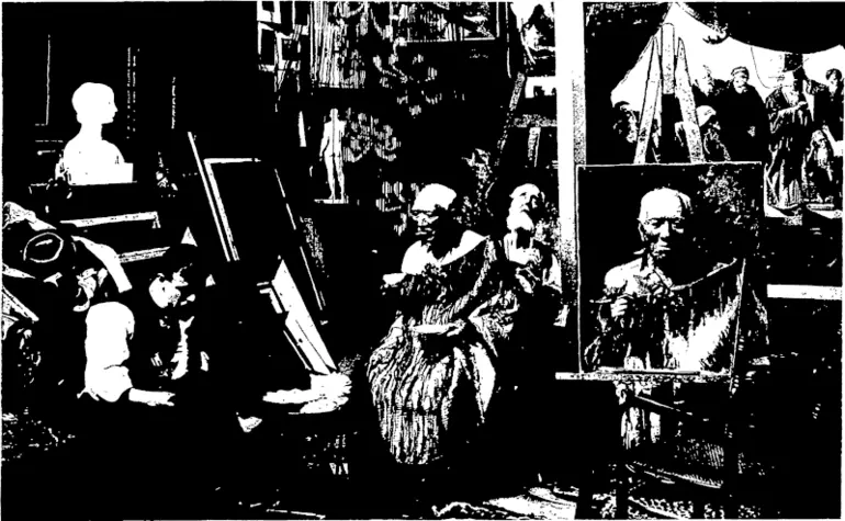 Image: B. Love, photo, Auckland.] THE MODEL'S REPOSE: MR C. F. GOLDIE IN HIS STUDIO. (Otago Witness, 25 November 1903)