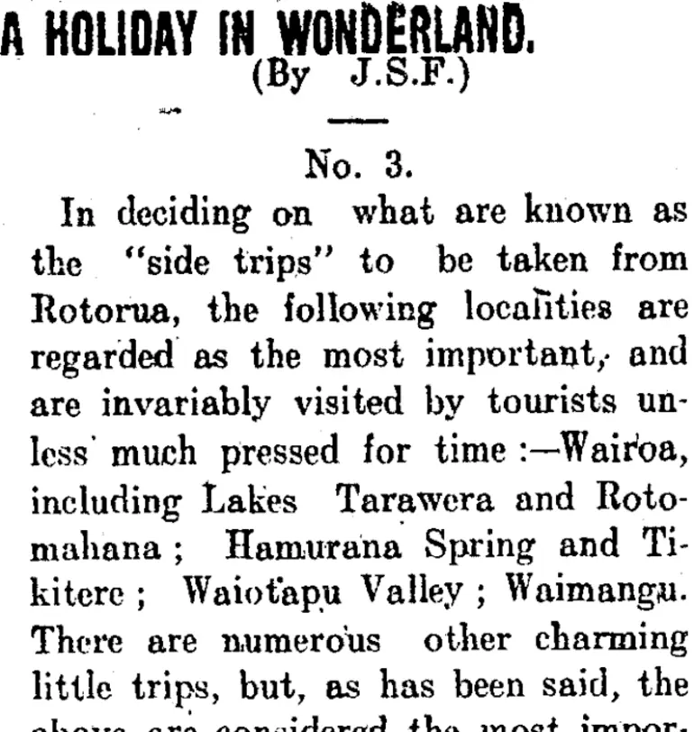 Image: A HOLIDAY IN WONDERLAND. (Clutha Leader 3-7-1903)