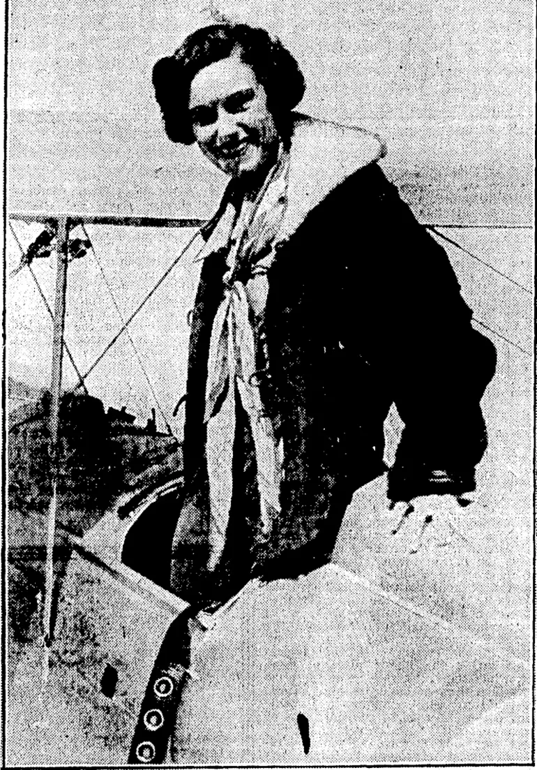 Image: Sydney Slorning Herald" Photo. NEW ZEALAND'S ' MOST POPULAR AIRWOMAN.—Miss.. Jean Batten, photographed at Mascot Aerodrome, Sydney, on March 8, as she was about to take off for her solo flight to England. (Evening Post, 18 April 1935)