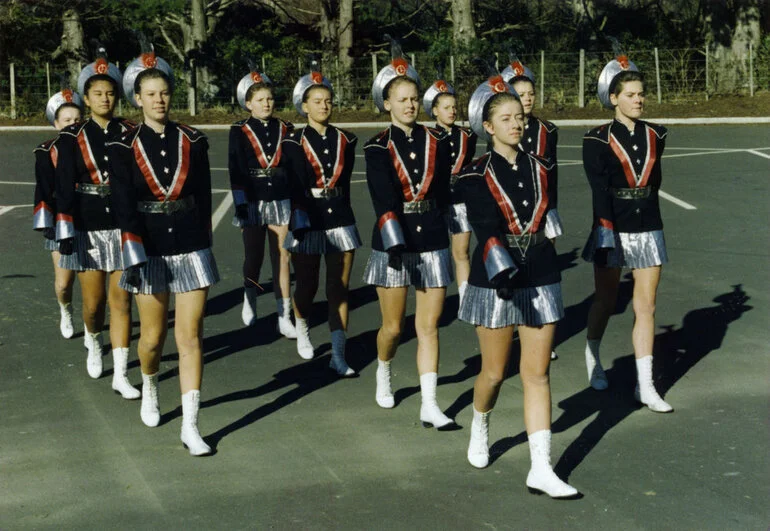 Image: Marching; Glennette junior team, national title holders, back from 4-week US tour. [1989 07 18 3]