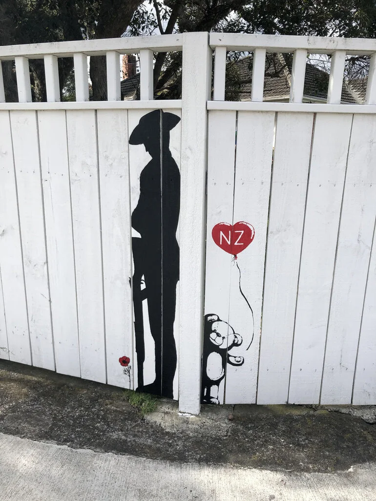 Image: Anzac and teddy bear street art