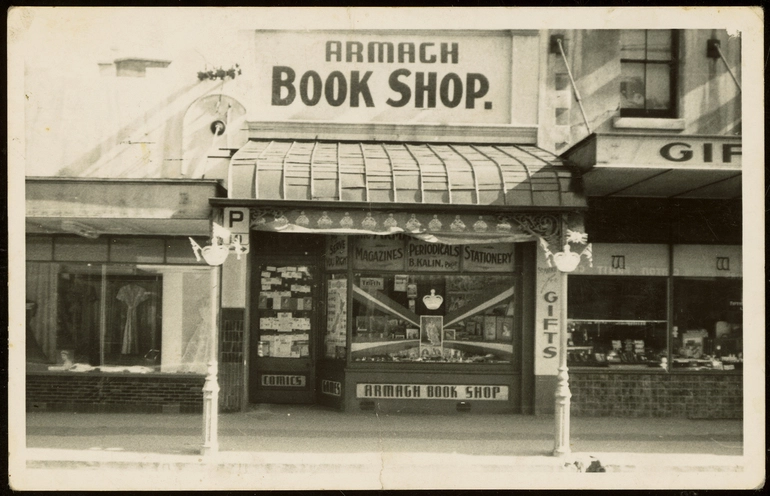 Image: Store decorations for Royal Visit, Book Shop, Armagh Street