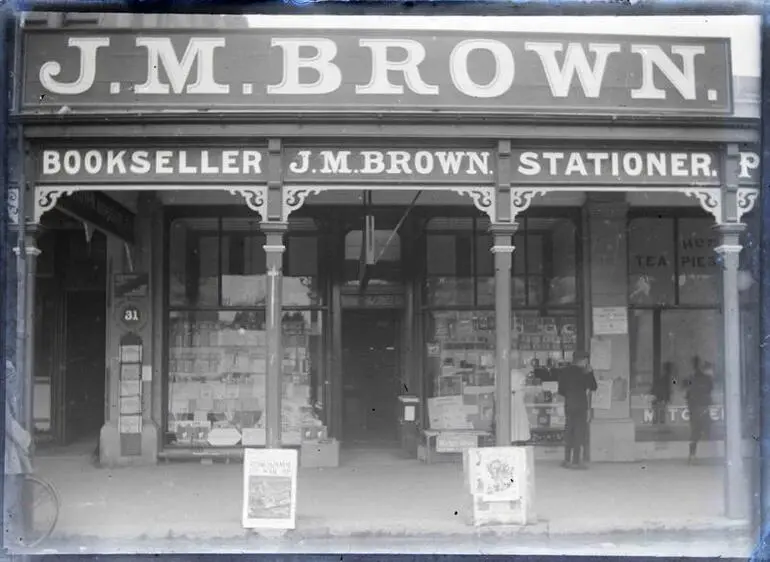 Image: J M Brown Bookseller & Stationer. Shop front