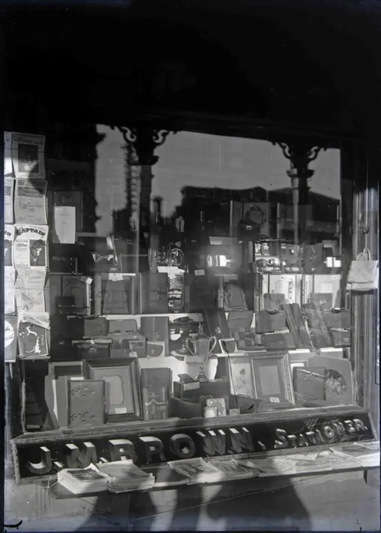 Image: J M Brown Bookseller and Stationer shop window