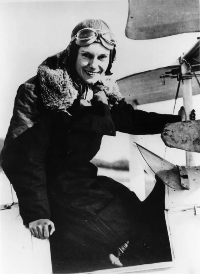 Image: Jean Batten in the cockpit of Gipsy Moth G-AARB