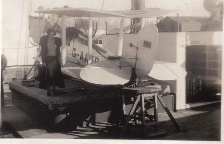 Image: DH.60 Gipsy Moth, Jean Batten's aircraft on board ship from Sydney to N Z