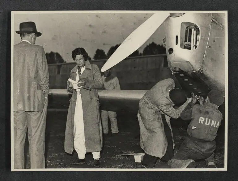 Image: G-ADPR being serviced after Jean Batten's return Australia-England flight was diverted to Naples