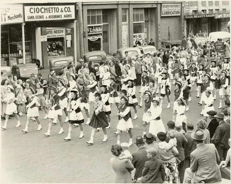 Image: Marching Girls, as part of Palmerston North 75th Jubilee Celebrations