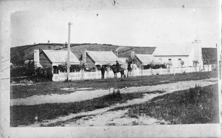 Image: Settler's cottages & Anglican Church