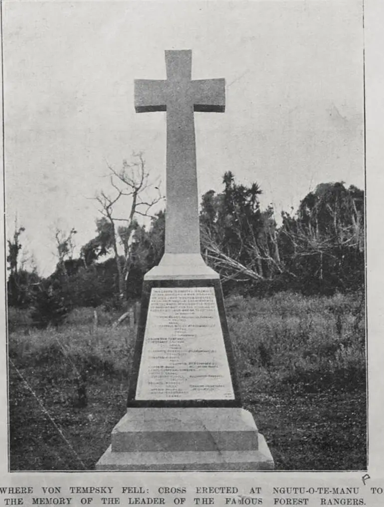 Image: Where Von Tempsky fell: cross erected at Ngutu-o-te-Manu