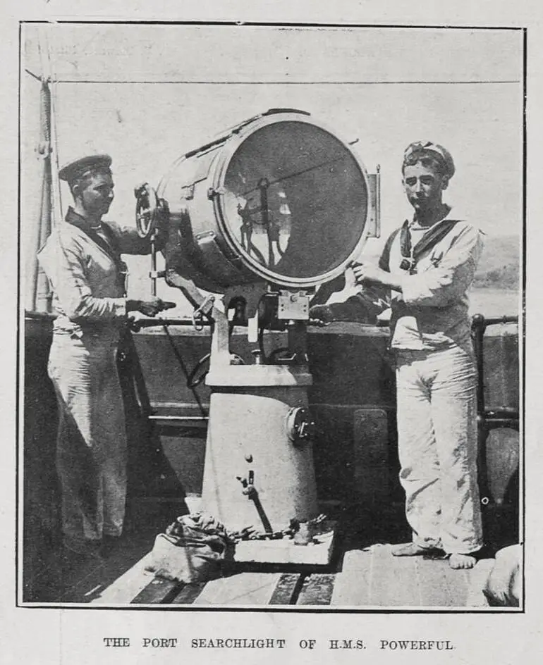 Image: THE PORT SEARCHLIGHT OF H. M. S. POWERFUL