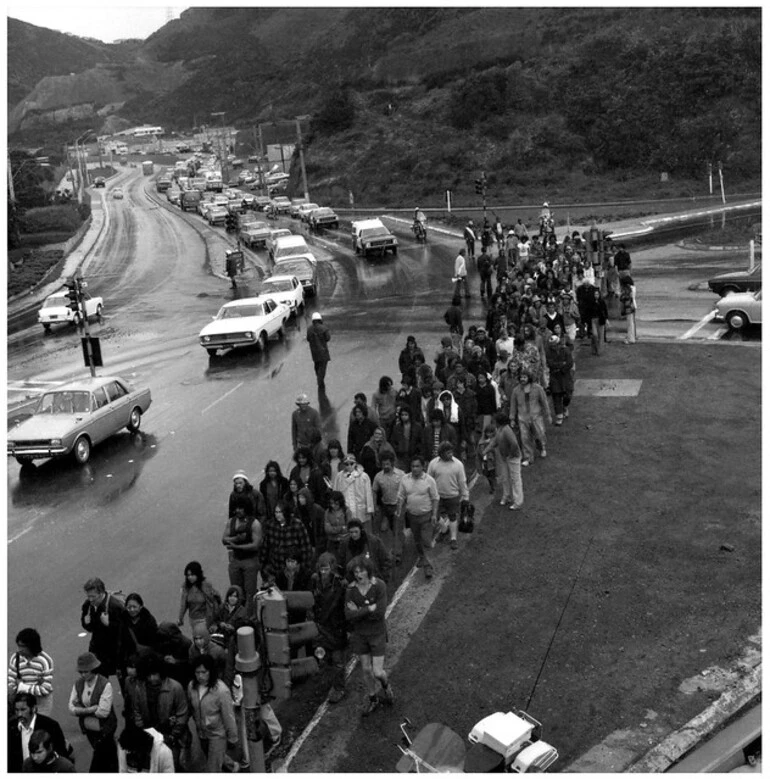 Image: Māori Land March - 13 October 1975, Ngauranga Gorge, Wellington