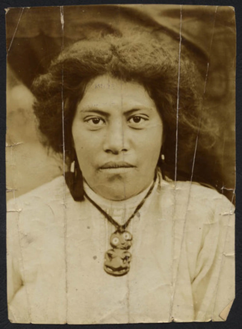 Image: [Portrait, Maori woman in white blouse]