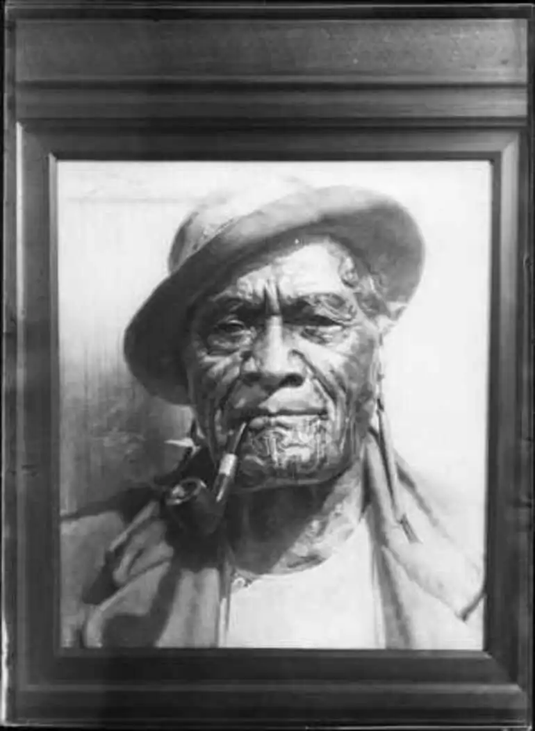Image: Maori smoking pipe. Painting by C.F. Goldie (1870-1947), 1938.
