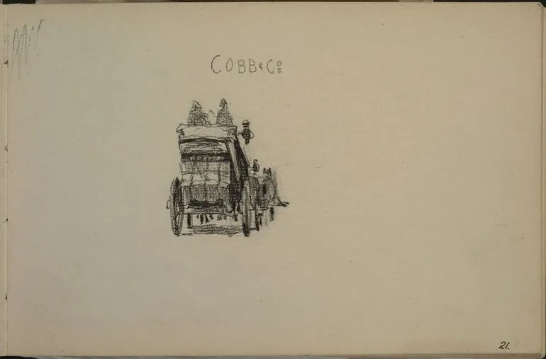 Image: Rear view Cobb and Co stagecoach. An 1891 sketchbook