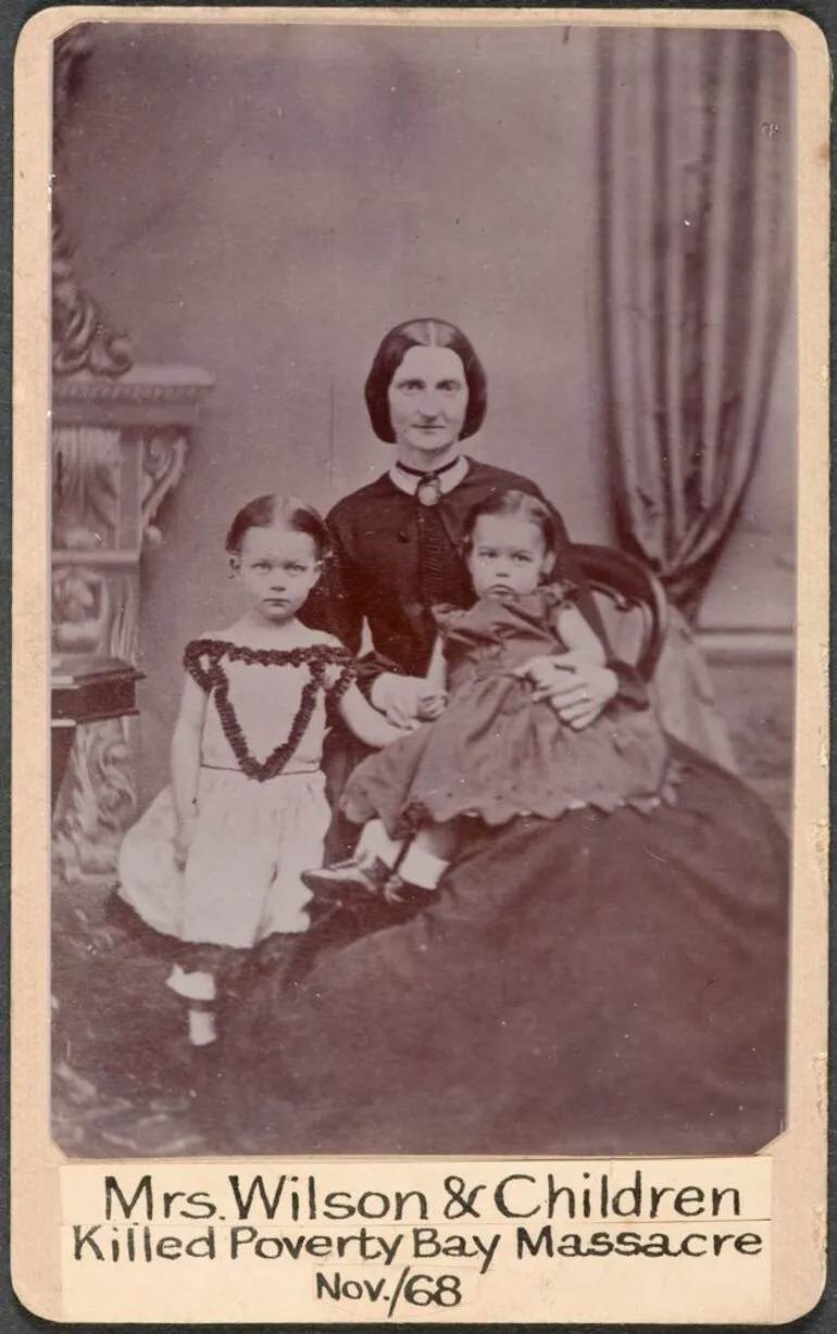 Image: Mrs. Wilson & children, killed Poverty Bay massacre Nov 1868