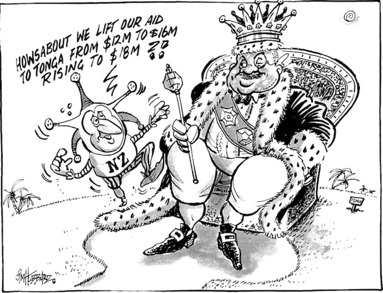 Image: "Howsabout we lift our aid to Tonga from $12M to $16M rising to $18M?!" 8 July 2009