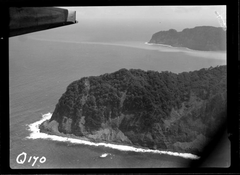 Image: View of the steep bush covered coastline of Raoul Island with Denham Bay beyond, the Kermadec Islands group