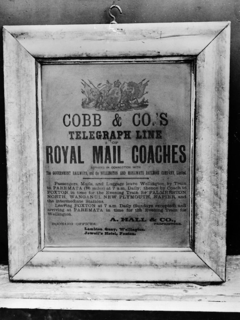 Image: A Cobb and Co poster advertising their Telegraph Line of Royal Mail Line Coaches