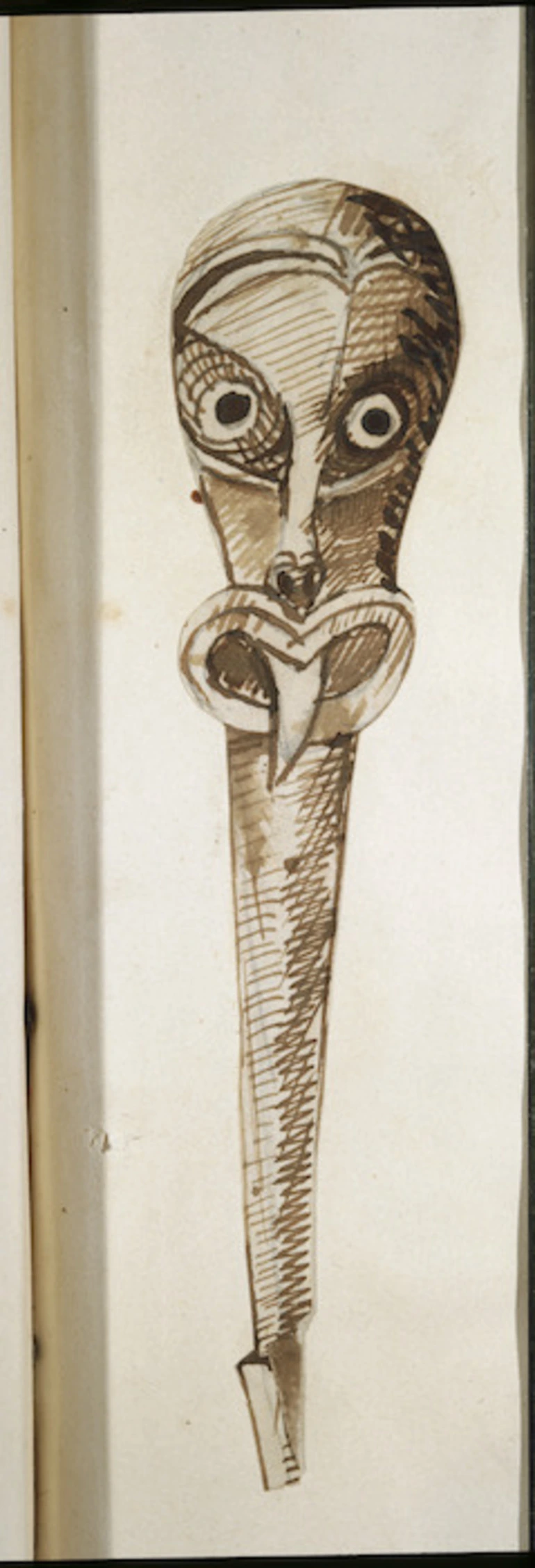 Image: Taylor, Richard, 1805-1873 :[Maori god stick. 1840-1850s]