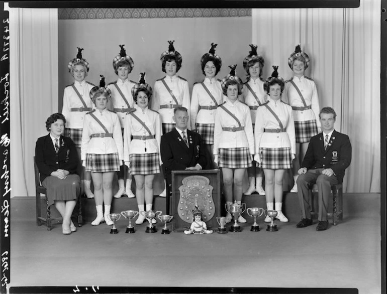 Image: Lochiel marching team, senior team of 1962, with trophies