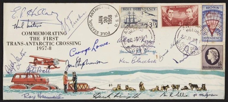 Image: Trans-Antarctic Expedition (1955-1958). Ross Sea Committee :Commemorating the first Trans-Antarctic Crossing 1957-8 [First day cover, 20 January 1958]