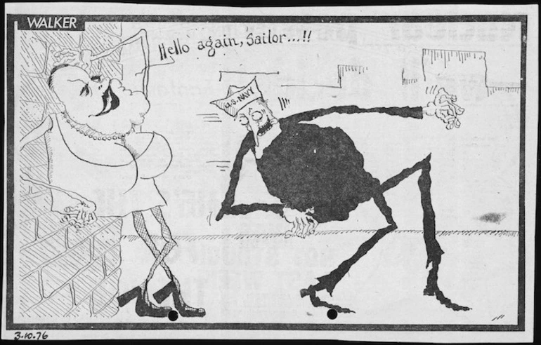 Image: Malcolm Walker, 1950- :Hello again, sailor...!! Sunday News, 3 October 1976.