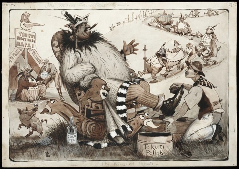 Image: Lloyd, Trevor, 1863-1937 :The kings of Te Kuiti ; the Maori landlord again [ca 1907]